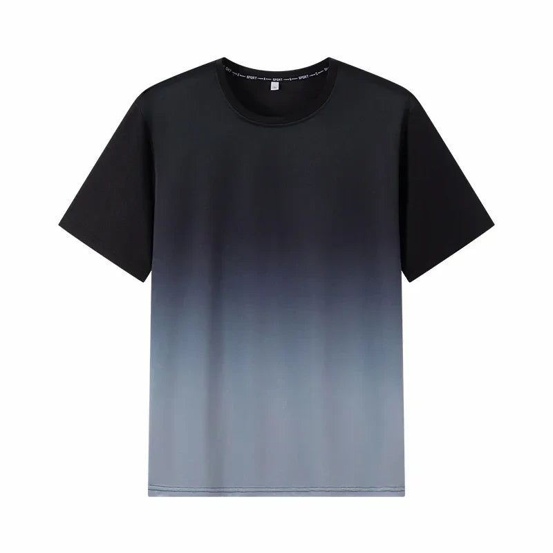 Men's Gradient T-shirt Plus Size 7XL 110-175KG Loose Short Sleeve Tees Men Fashion Round Collar Leisure Oversized Tops