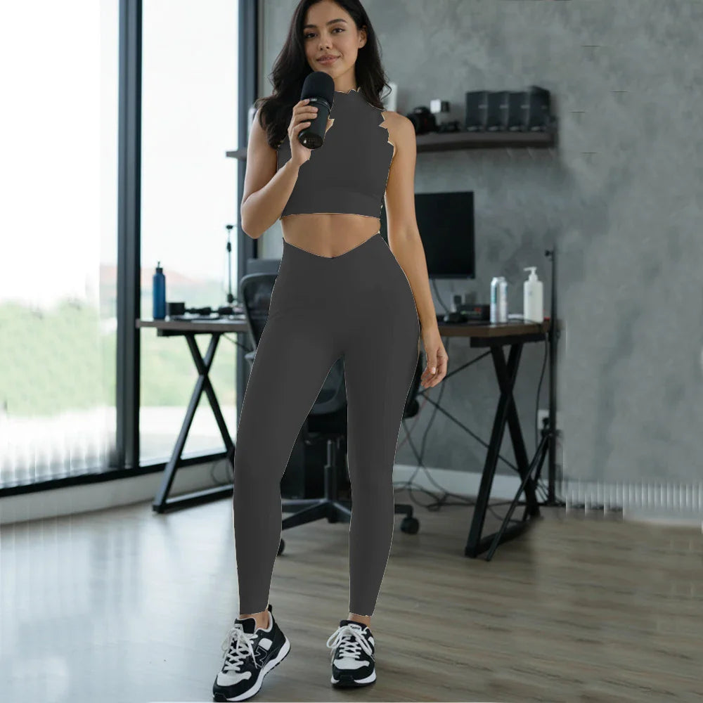2PCS Yoga Set Women Gym Sportswear Sport Bra Beauty Back Workout Tops High Waist Yoga Pants Hip Lift Gym Leggings