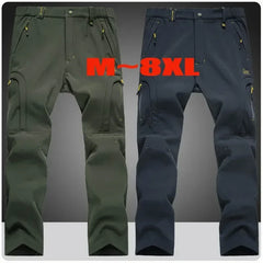Plus Size 6XL 7XL 8XL Men's Thicken Snow Ski Waterproof Softshell Pants Winter Tactical Camping Hiking Snowboard Fleece Trousers