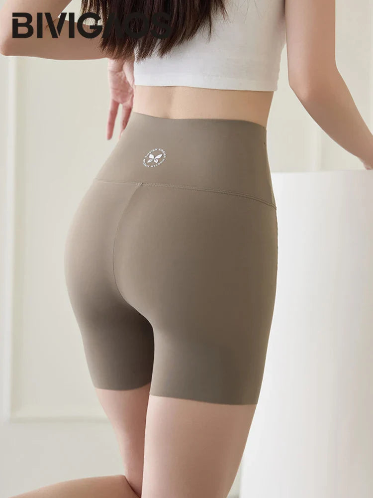 Summer Seamless Elastic Thin Sharkskin Shorts Women High Waist Tight Mini Shorts Sport Fitness Biker Safety Shorts