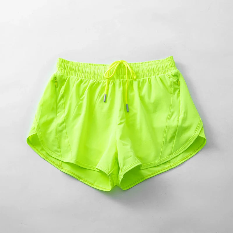 Women's Yoga Running Shorts High Waisted Quick Dry Athletic Shorts Sports Workout Gym Drawstring Shorts Pockets Sport Hot Pants