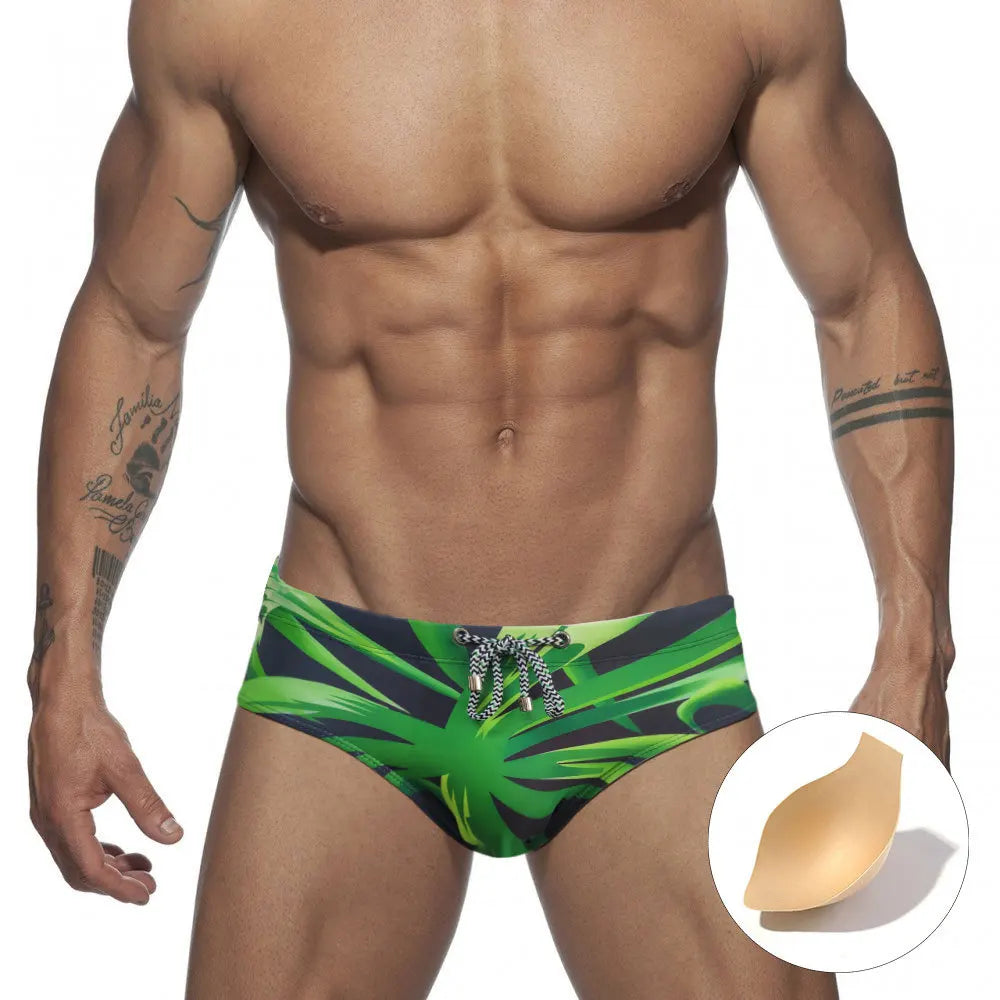 Colored Hearts Push Up Swimwear Men Swimming Briefs Sexy UXH Bikini Swimsuit Men Swim Wear Trunk Beach Surfing Bathing Suit