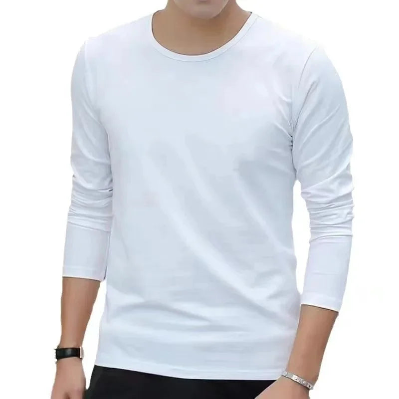 Double-Sided Men's Long Sleeve Crew Neck Thermal T-Shirt Winter Warm Clothing Solid Color Contrast Color German Velvet Base Shirt
