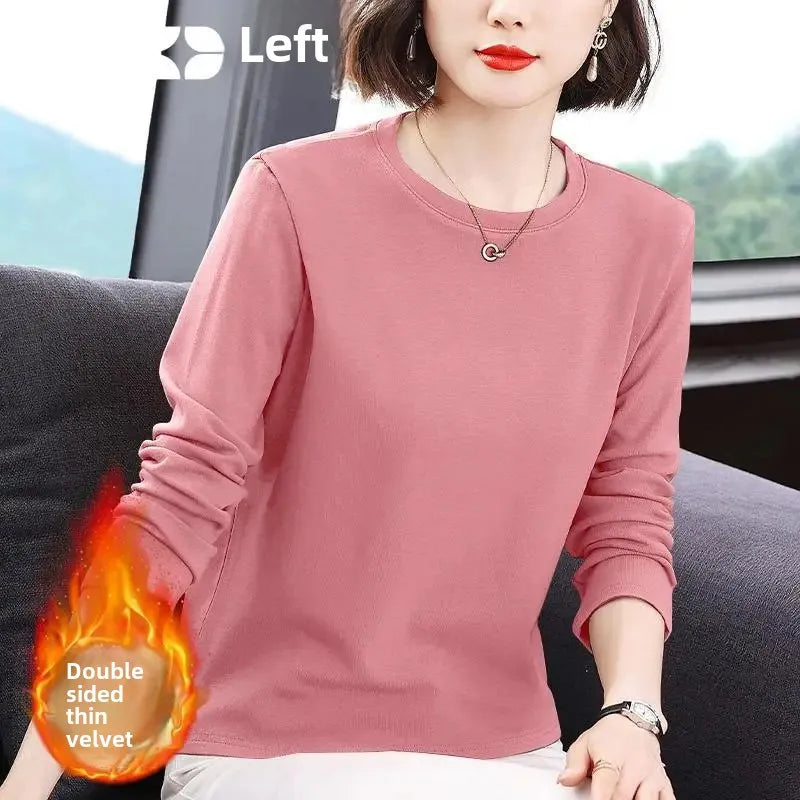 Slim Fit Long Sleeve Crew Neck T-Shirt Women's Autumn Style Versatile Body Shaping Base Layer Shirt Top Dervo Knit Design