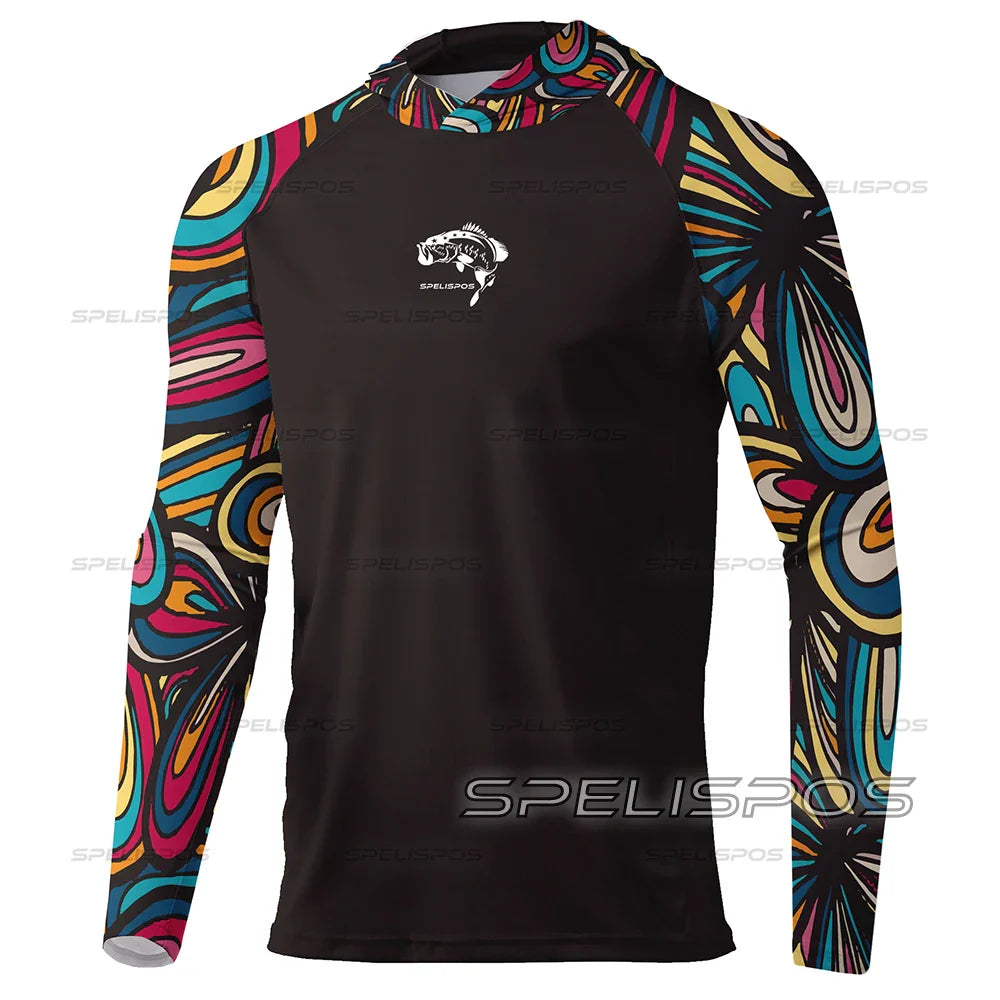 Fishing Shirts UPF 50+ Running T-shirt Beach Gear Hoodies Summer Breathable Riding Tops Wear Run Quik Dry Outdoor Surfing Hooded