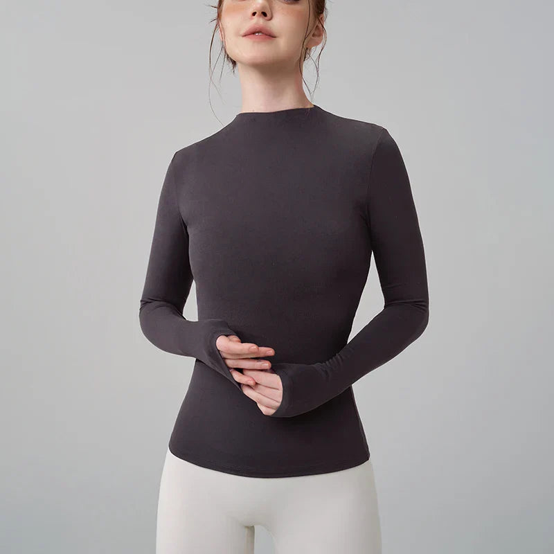 5 Colors Half-High Collar Slim Fit Yoga Top Women's Pilates Pullover Sports Long Sleeve High Elastic Fitness T Shirt
