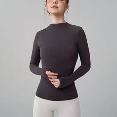 5 Colors Half-High Collar Slim Fit Yoga Top Women's Pilates Pullover Sports Long Sleeve High Elastic Fitness T Shirt