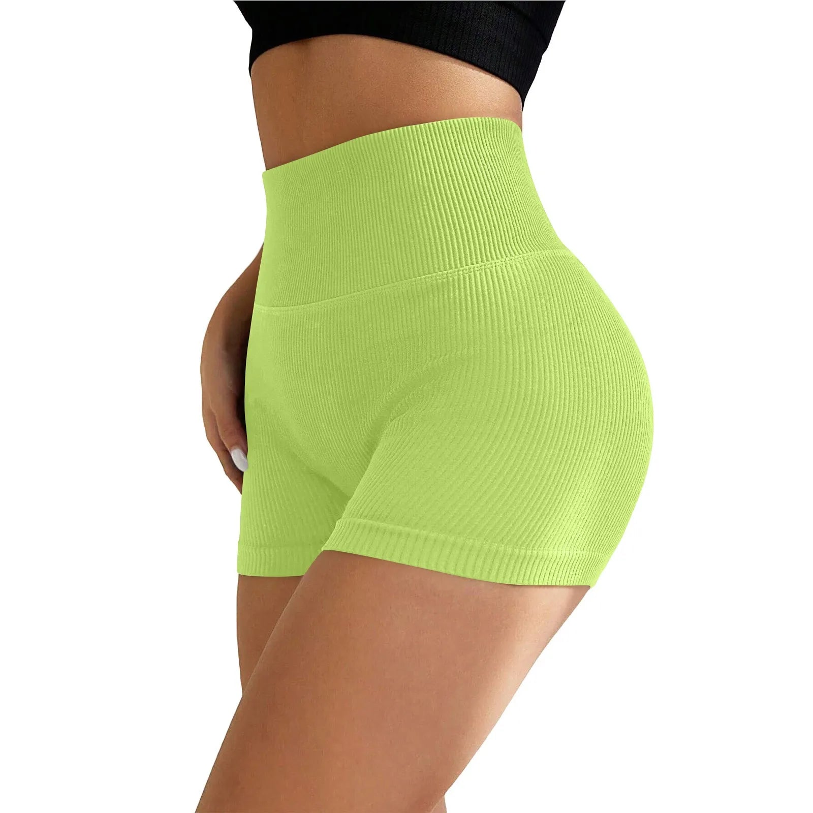 Women's High Waist Ribbed Seamless Yoga Shorts Squat Proof Hip Lifting Fitness Workout Running Sports Gym Leggings Sale