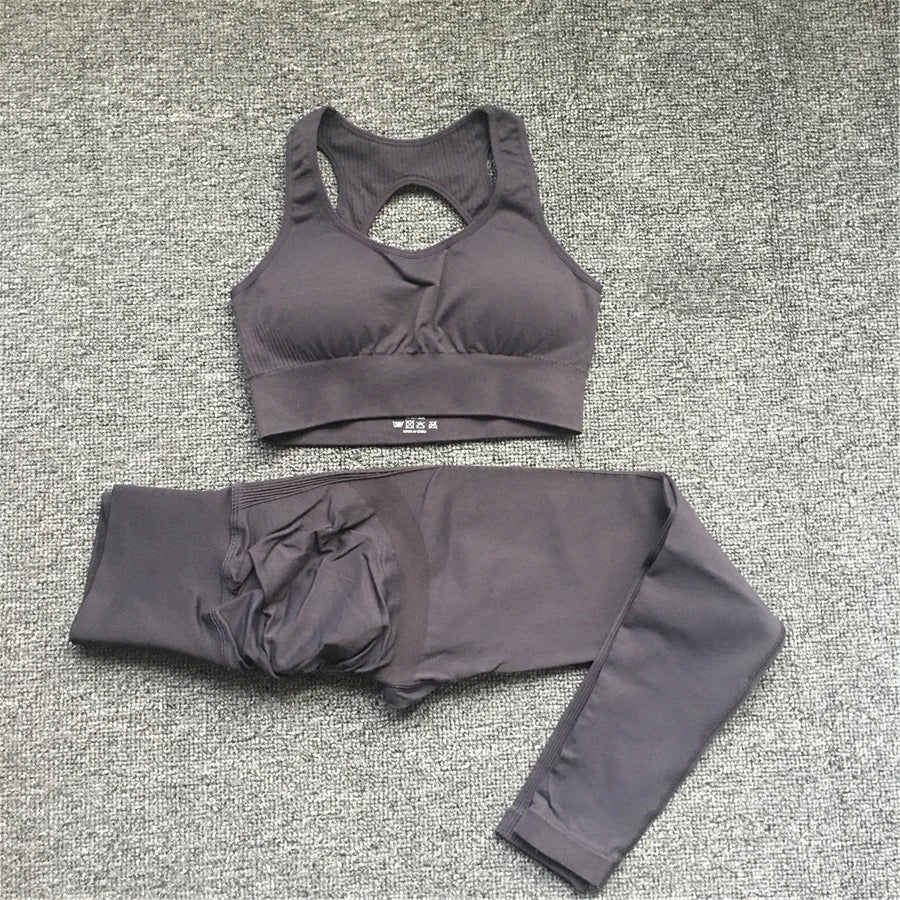 2PCS XL Seamless Women Fitness Arise Epic Yoga Sets High Waist Gym Scrunch Leggings Sports Bra Workout Active Wear Suits