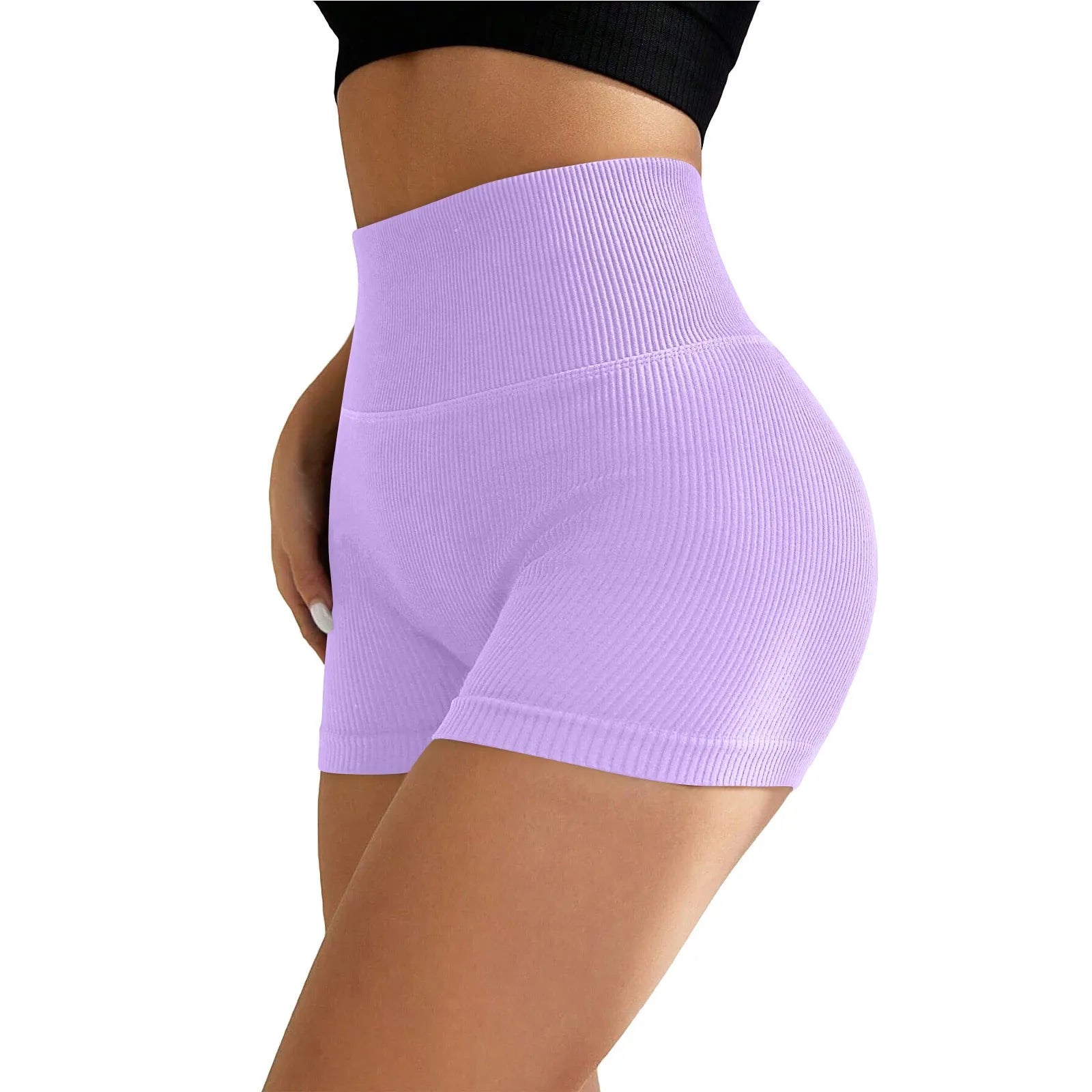 Women's High Waist Ribbed Seamless Yoga Shorts Squat Proof Hip Lifting Fitness Workout Running Sports Gym Leggings Sale