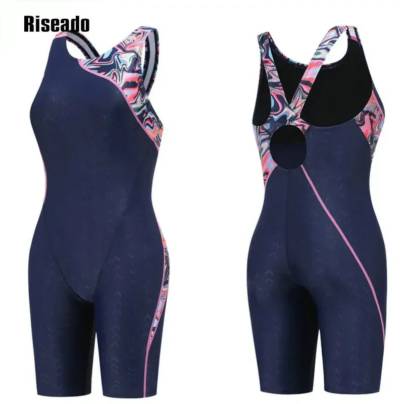 Women's One Piece Swimwear Racerback Bodysuit UV Protection Chlorine Resistant Anti-Pilling Boyleg Swimsuit for Young Girls