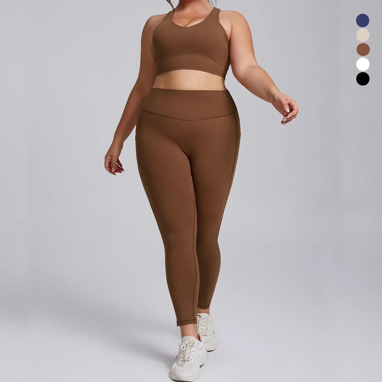 Yoga Set Women Plus Size Workout Outfit Curvy Women Sports Bra Gym Leggings Super Stretch Fitness Suit 3XL Women Activewear Sets