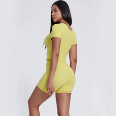 Peach Butt Lift Crossover Waist 4" Gym Shorts High Waist V Yoga Workout Running Shorts