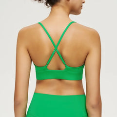 Yoga Deep V Bra Crisscross Back Sports Bra Padded Low Impact Fitness Yoga Bra Wireless Workout Bras Strappy Crop Top