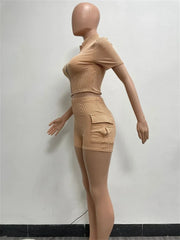 Shorts Set Women Two Piece Set Fashionable Short Sleeved Shorts with Dual Sports Leisure Set