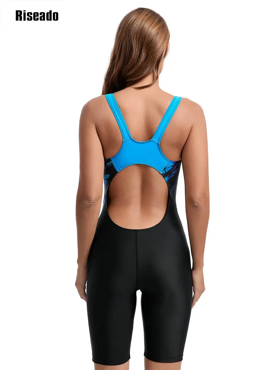 Boyleg One Piece Swimsuits for Women Athletic Bathing Suits Color Block Zip Up Swimwear Teenager Training Pool Beach Clothes