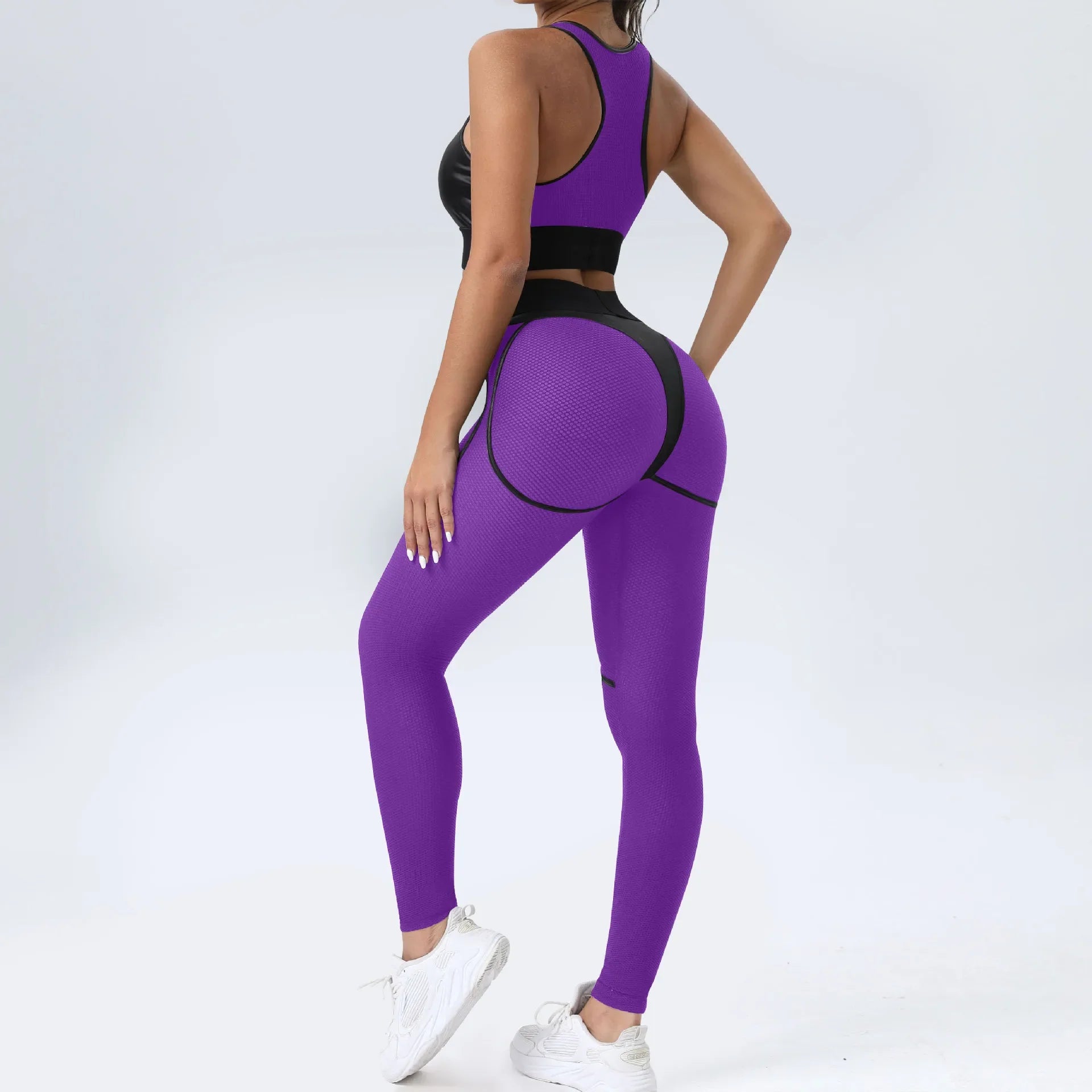 Bright Solid Colour Options Gym Set Women Mesh Suit for Fitness Sportswear 2024 Tracksuit Yoga Clothes Transparent 2 Piece Sets Women Outfit Black Pink