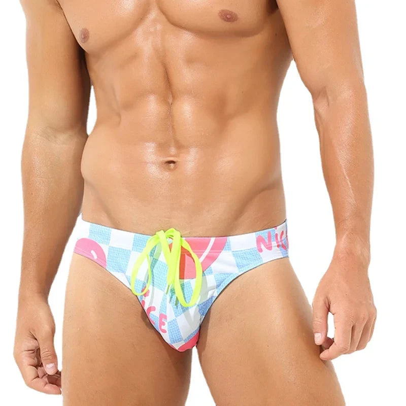 Fashion Print Swimwear Mens Swim Briefs Low Waist Men Swimming Trunk Shorts Pool Men's Bathing Suit Beach Surfing Man Swimsuit