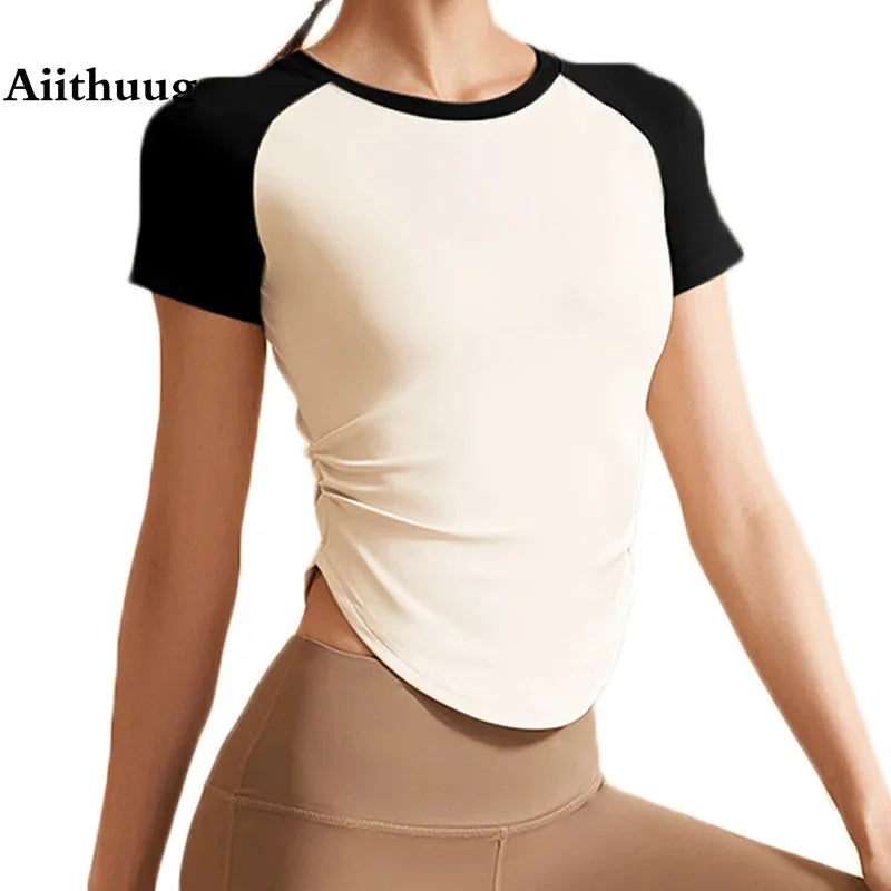 Waist Slimmer Quick Dry Yoga Shirt Gym Shirts Yoga Crop Top Waist Slimming Tops Fitness Sport Short Sleeve Workout Top