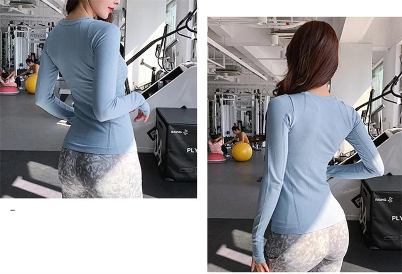 Aiithuug Yoga Shirts Women Sports Wear Shirts Winter Autumn Long Sleeve Fitness Workout Gym Top Slim Fit Shirt Yoga Clothes Top