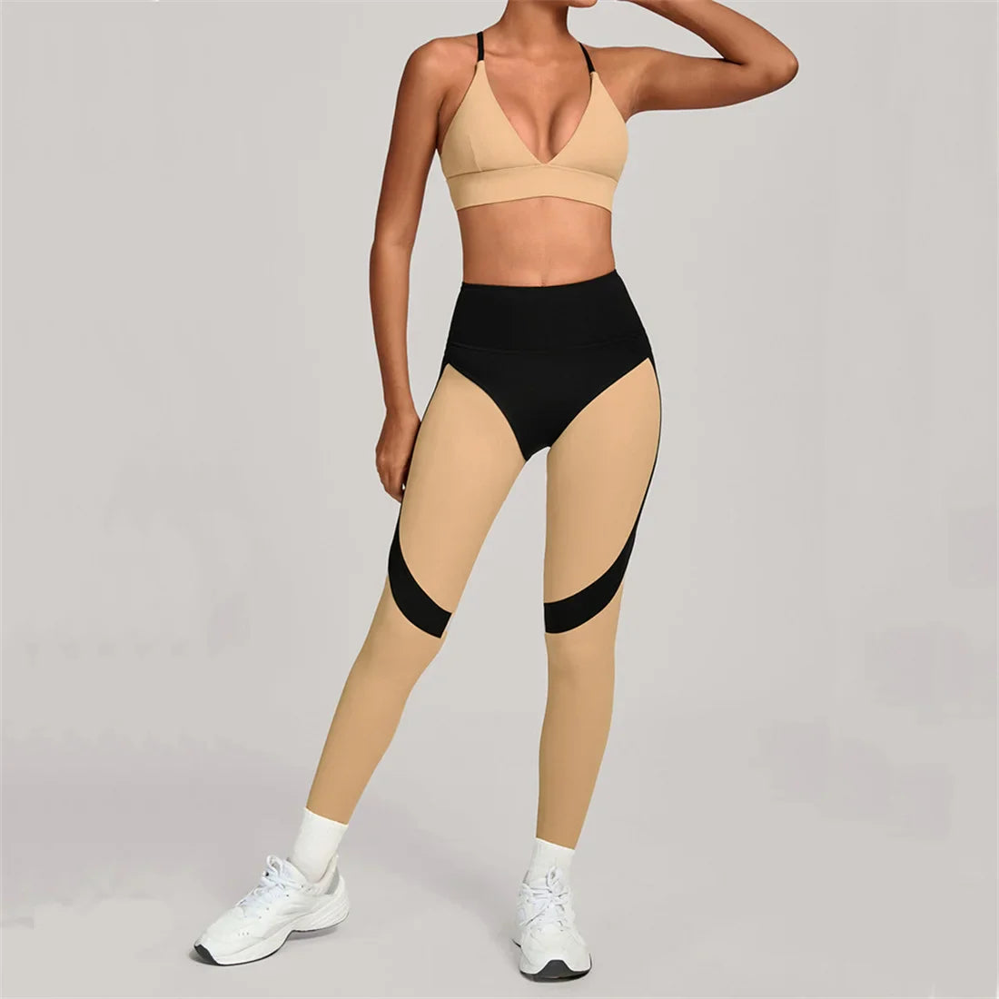 Pad Yoga Sets Women Adjustable Back Cross Sports Bras High Waist Leggings Gym Clothing Outdoor Running Fitness Suit