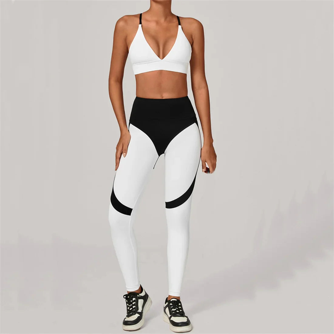 Pad Yoga Sets Women Adjustable Back Cross Sports Bras High Waist Leggings Gym Clothing Outdoor Running Fitness Suit