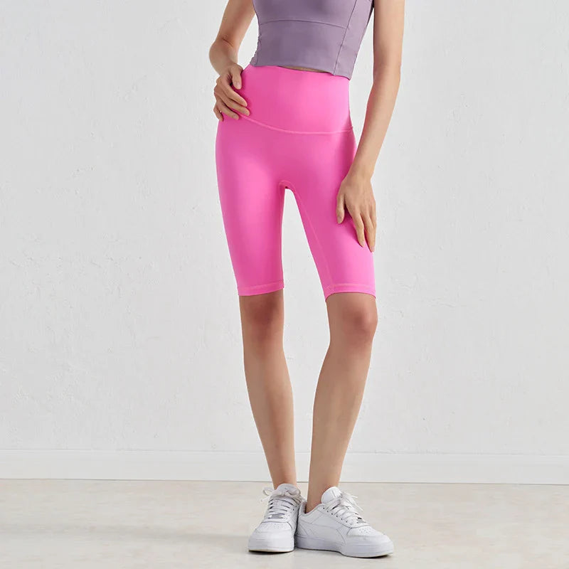 Nylon Women's Shorts Gym Yoga Cycling Shorts High Waist Elastic Breathable No T Line Fitness Womens Clothing 24 Colors