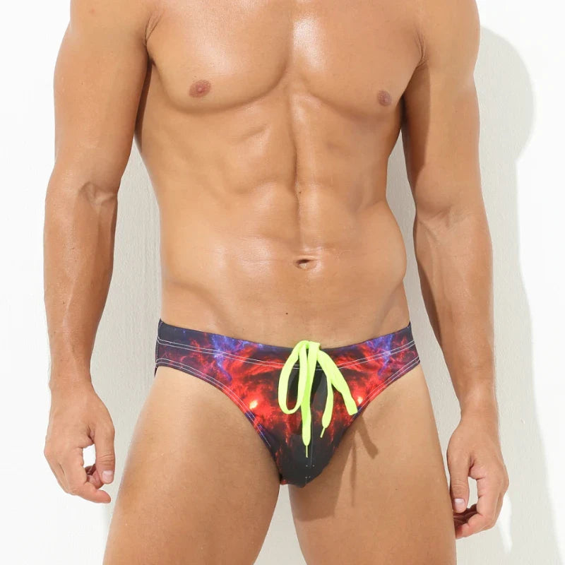 Fashion Print Swimwear Mens Swim Briefs Low Waist Men Swimming Trunk Shorts Pool Men's Bathing Suit Beach Surfing Man Swimsuit