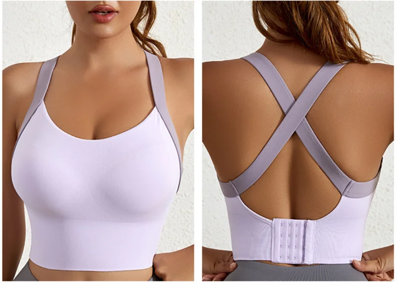 Yoga Bra Crisscross Back Gym Bra Fitness Workout Bras Golf Bras Bounce Control Sports Tops Elastic Golf Crops Gym Tops