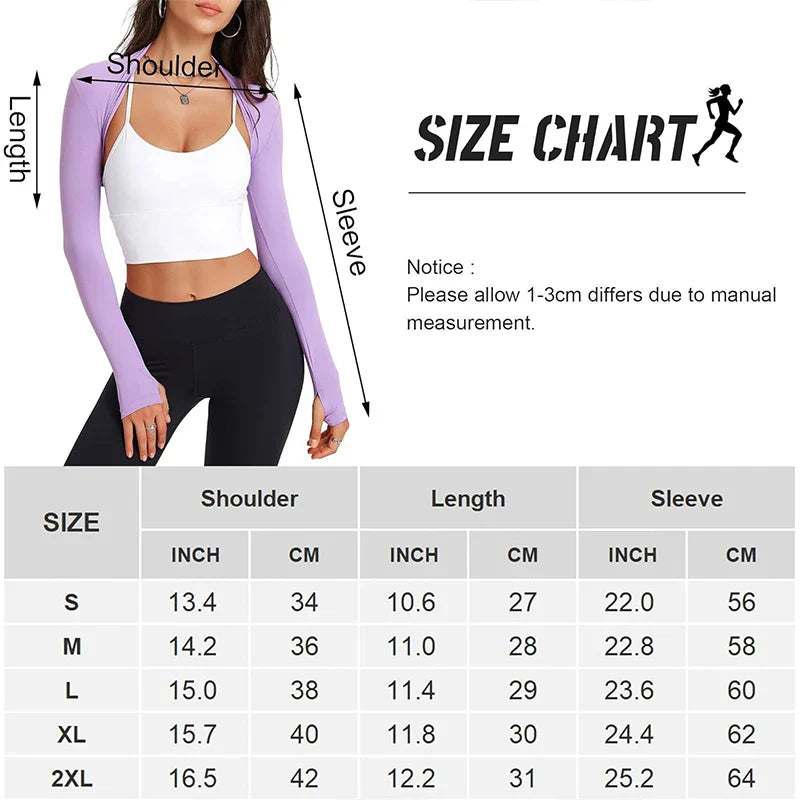 Aiithuug Yoga Shawl with Thumbholes Women's Short Hem Cropped Sweatshirt Long Sleeve Open Front Bolero Shrug Gym Pilates Casual