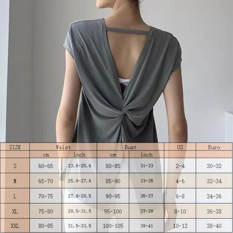 Aiithuug U Neck Cross Back Open Yoga Tops Loose Vest Short Sleeves Quick Drying Breathable Tops Workout Pilates Cover-up Shirts