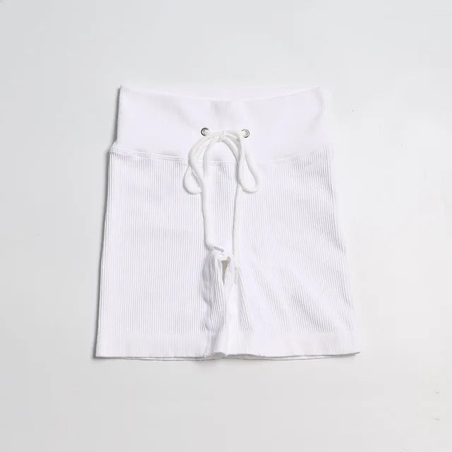 TRY TO BN Seamless Drawstring Shorts Yoga Pants Sports Women Fitness High Waisted Running Training Breathable Cycling Gym Shorts