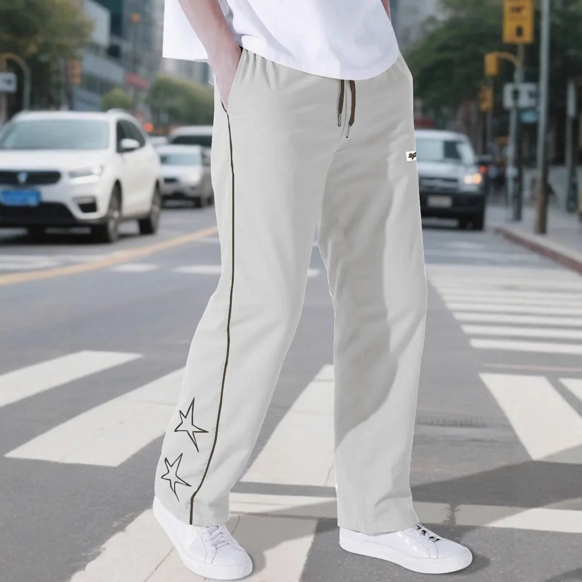 European American High Street Embroidered Pants for Men's Sports and Casual Trousers