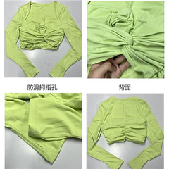 2Pcs Pad Yoga Sets Women Long Sleeve Tops Shirts High Waist Leggings Anti Shorts Skorts Fitness Workout Pant Active Wear