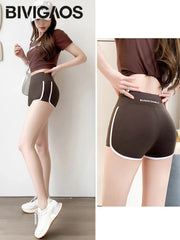 Running Sports Shorts Women Thin White Edge Joggings Shark Mini Shorts Yoga Ice Silk Casual Safety Shorts
