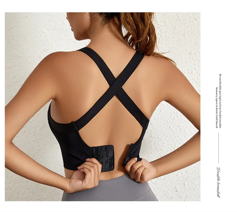 Yoga Bra Crisscross Back Gym Bra Fitness Workout Bras Golf Bras Bounce Control Sports Tops Elastic Golf Crops Gym Tops