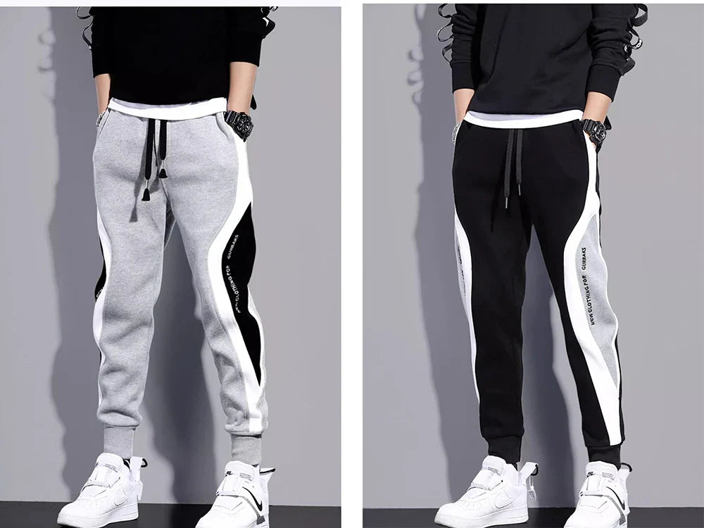 Spring Autumn Men's Sports Pants Male Loose Fitting Leggings Patchwork Running Training Casual Pants Fashion Outfit Trousers