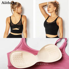Mesh Breathable Yoga Bra Pilates Crop Bra Yoga Crops Gym Crop Fitness Top Quick Dry Spaghetti Strap Sports Bra