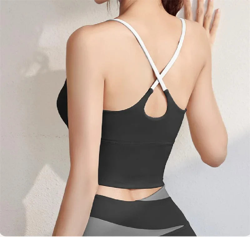Yoga Crop Top Build In Cups Gym Crop Top Fitness Crisscross Back yoga Bras Fitness Crop Gym Tops Upgrade Soft Fabric
