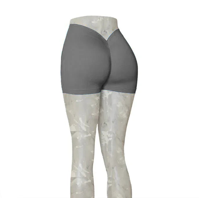 Nylon Back V Butt Yoga Shorts Women High Waist Fitness Workout Gym Running Scrunch Trousers Jogging Athletic Wear