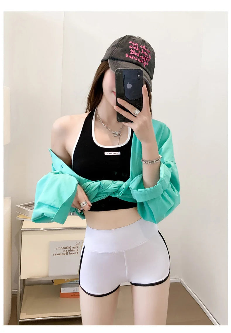 Running Sports Shorts Women Thin White Edge Joggings Shark Mini Shorts Yoga Ice Silk Casual Safety Shorts