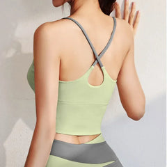Yoga Crop Top Build In Cups Gym Crop Top Fitness Crisscross Back yoga Bras Fitness Crop Gym Tops Upgrade Soft Fabric