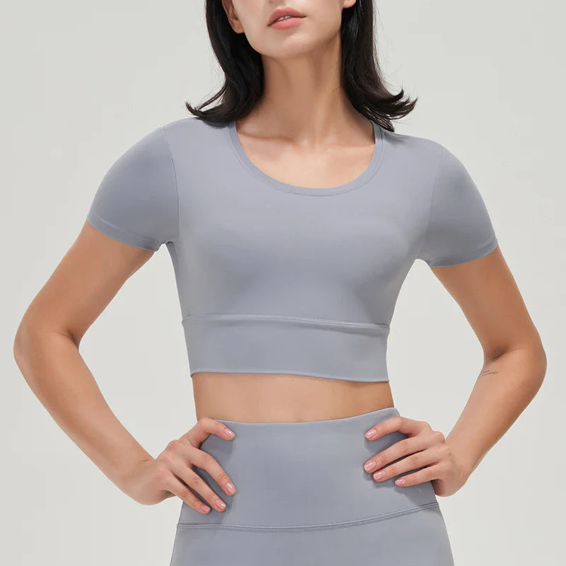 Nylon Gym Bra Top Women Yoga Sport Shirts Crop Top Tight Elastic Breathable Chest Pad Removable Women's Clothing 6 Colors