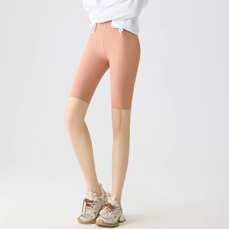 Summer Fashion Casual Multi Color Sharkskin Biker Shorts Women Tight Fitting Knee Length Sport Running Cycling Shorts