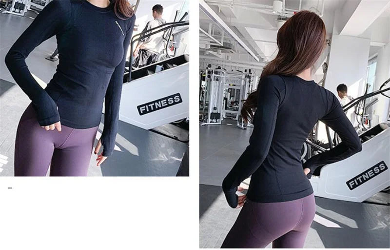 Aiithuug Yoga Shirts Women Sports Wear Shirts Winter Autumn Long Sleeve Fitness Workout Gym Top Slim Fit Shirt Yoga Clothes Top