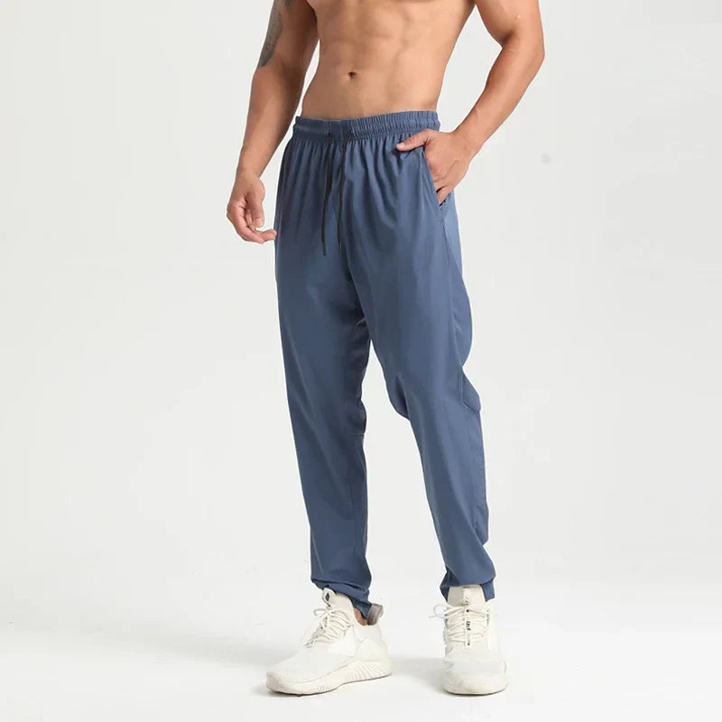 Men Gym Jogging Sport Pants Thin Loose Quick-Dry Long Exercise Clothing Zipper Pockets Training Bodybuilding Trouser Marathon