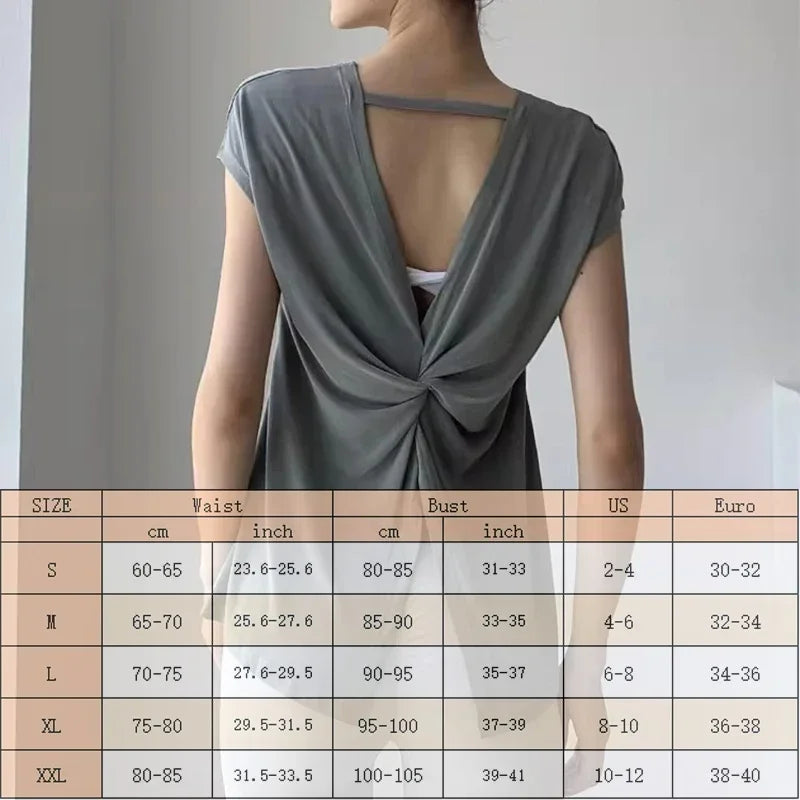 Aiithuug U Neck Cross Back Open Yoga Tops Loose Vest Short Sleeves Quick Drying Breathable Tops Workout Pilates Cover-up Shirts