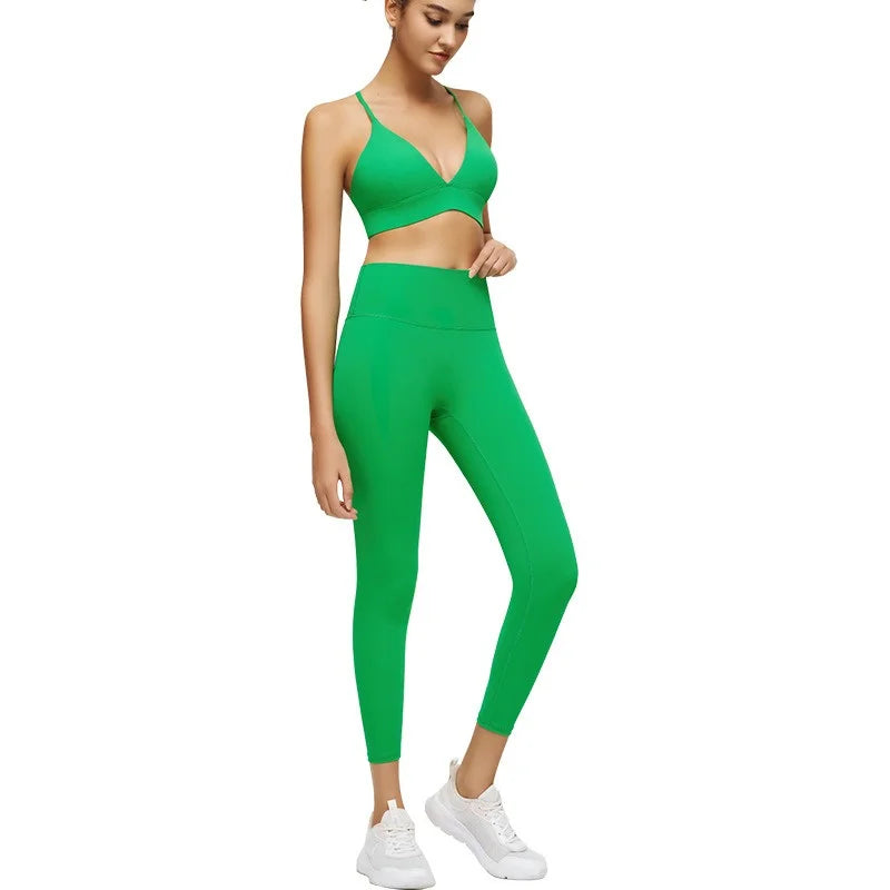 Yoga Deep V Bra Crisscross Back Sports Bra Padded Low Impact Fitness Yoga Bra Wireless Workout Bras Strappy Crop Top