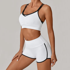 Adjustbale Back Yoga Set Women Power Line Sport Bra Gym Workout Legging High Waist Fitness Athletic Shorts Active Wear