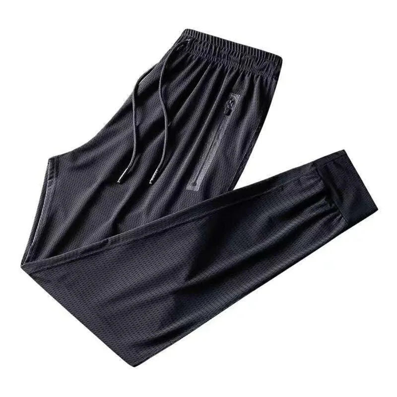 9XL 10XL 145KG Summer men Breathable Ice silk pants gym big size 10XL pants big sales home hole pants sports elasticity Trousers